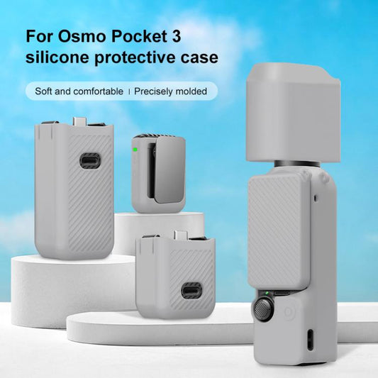 For DJI OSMO Pocket 3 PULUZ 6 in 1 Body Lens Handle Screen Mic Silicone TPU Cover (Grey) - Case & Bags by PULUZ | Online Shopping UK | buy2fix