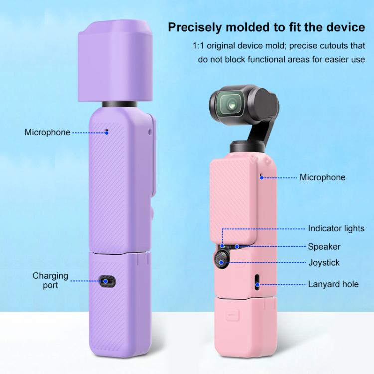 For DJI OSMO Pocket 3 PULUZ 6 in 1 Body Lens Handle Screen Mic Silicone TPU Cover (Purple) - Case & Bags by PULUZ | Online Shopping UK | buy2fix