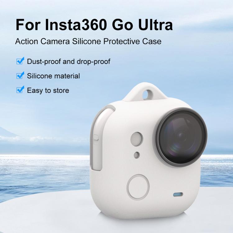 For Insta360 GO Ultra PULUZ Body Silicone Protective Cover with Lens Cap & Lanyards (White) - Case & Bags by PULUZ | Online Shopping UK | buy2fix