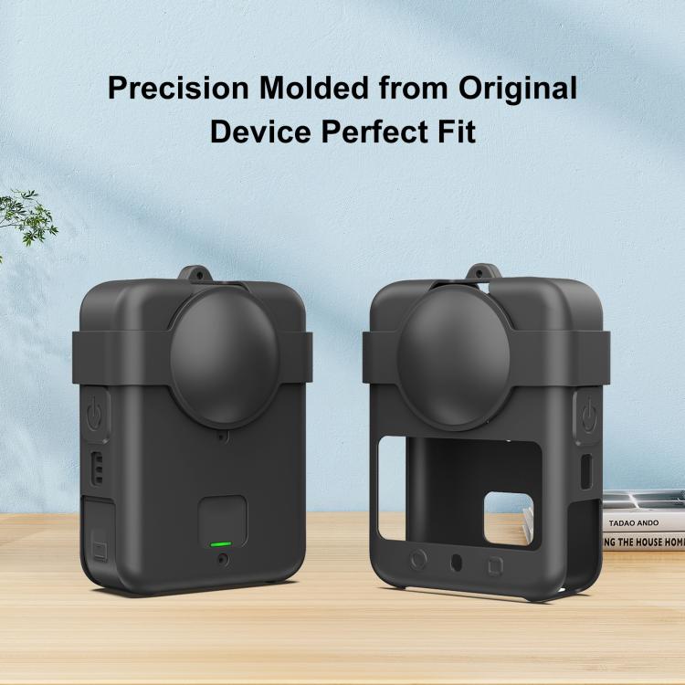 For DJI Osmo 360 PULUZ Silicone Protective Cover with Lens Cover & Lanyard (Black) - Case & Bags by PULUZ | Online Shopping UK | buy2fix
