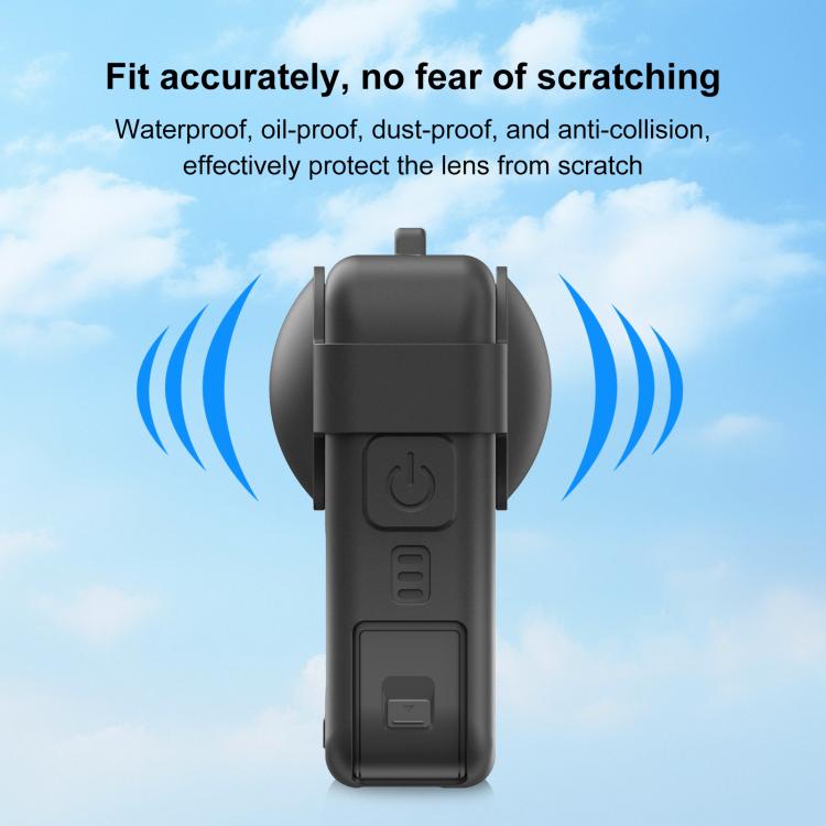 For DJI Osmo 360 PULUZ Silicone Protective Cover with Lens Cover & Lanyard (Black) - Case & Bags by PULUZ | Online Shopping UK | buy2fix