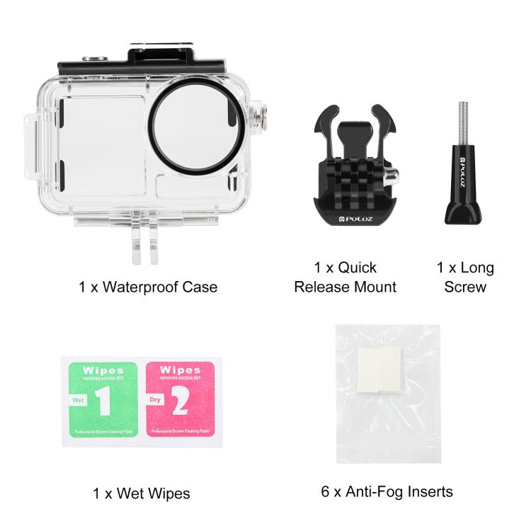 For DJI Osmo Action 5 Pro / 3 / 4 PULUZ 60m Underwater Waterproof Housing Diving Case with Cold Shoe & Buckle Basic Mount & Screw - Waterproof Cases by PULUZ | Online Shopping UK | buy2fix
