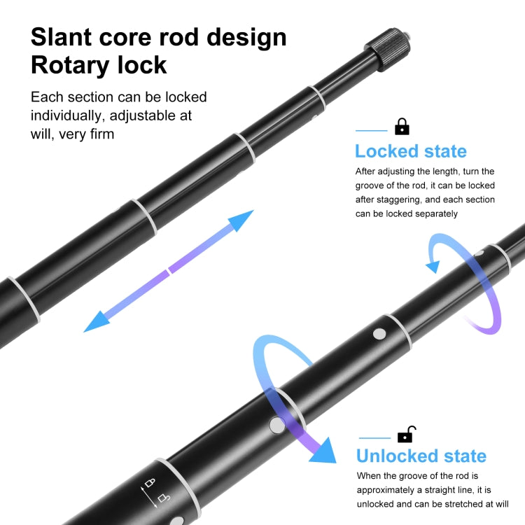 PULUZ 70cm Metal Selfie Stick Monopod with Invisible Adapter Base & Screw for Insta360 One RS / X2 / X3 / DJI Osmo 360 - Self Monopod Grip by PULUZ | Online Shopping UK | buy2fix