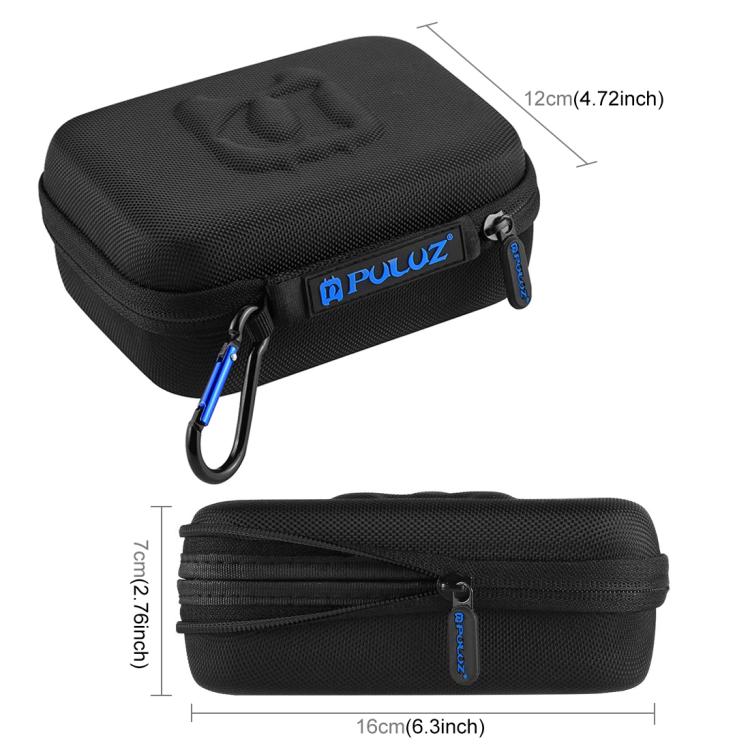 PULUZ Waterproof Carrying and Travel Case for GoPro, DJI Osmo Action and other Sport Cameras Accessories, Small Size: 16cm x 12cm x 7cm(Black) - Carry Cases by PULUZ | Online Shopping UK | buy2fix