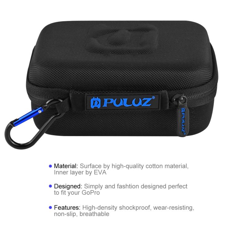 PULUZ Waterproof Carrying and Travel Case for GoPro, DJI Osmo Action and other Sport Cameras Accessories, Small Size: 16cm x 12cm x 7cm(Black) - Carry Cases by PULUZ | Online Shopping UK | buy2fix