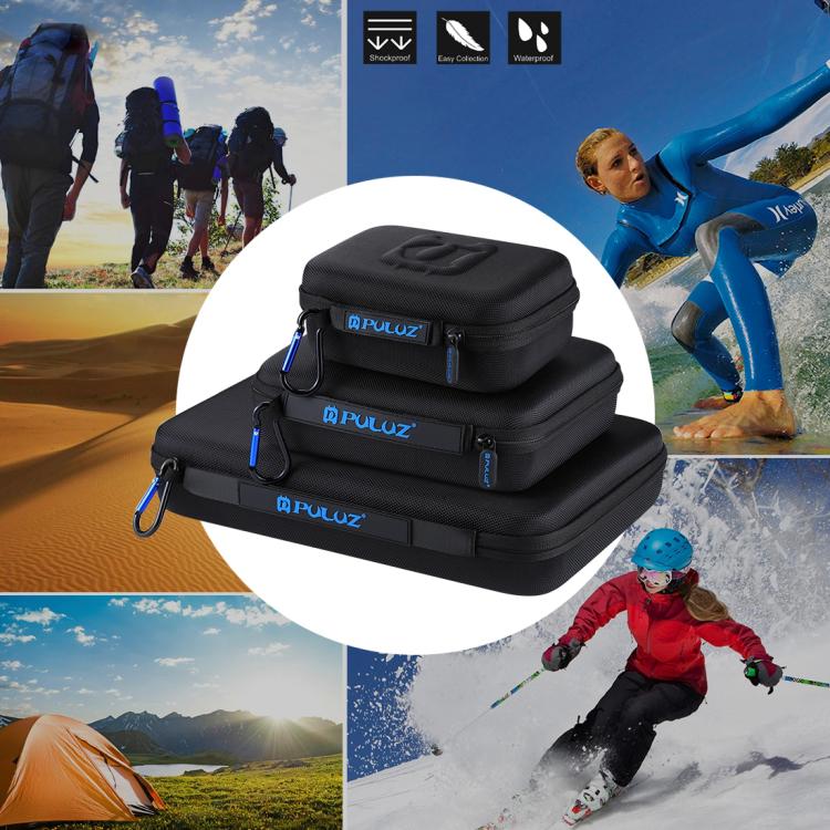 PULUZ Waterproof Carrying and Travel Case for GoPro, DJI Osmo Action and other Sport Cameras Accessories, Small Size: 16cm x 12cm x 7cm(Black) - Carry Cases by PULUZ | Online Shopping UK | buy2fix