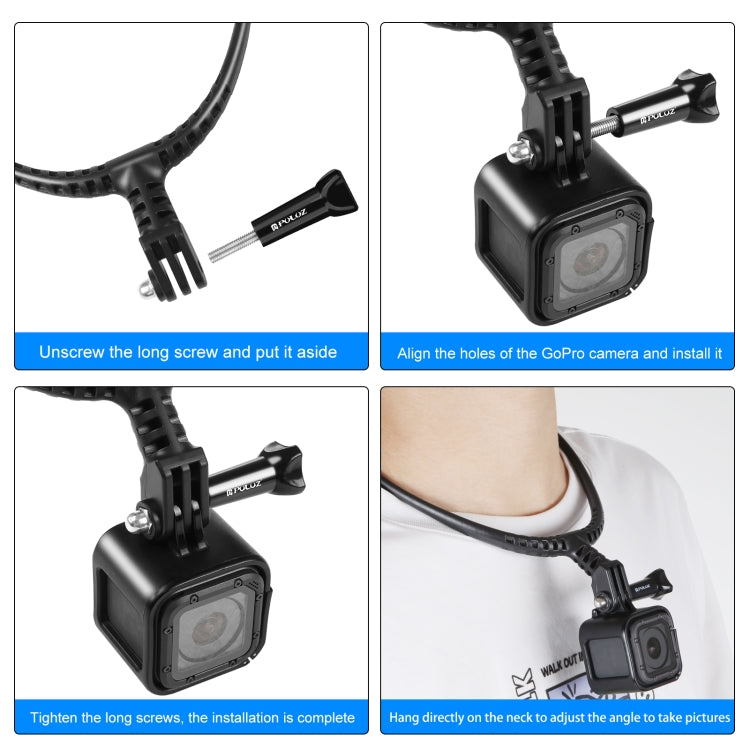 PULUZ Lazy Adjustable Neck Bracket for GoPro Action Cameras (Black) - Holder by PULUZ | Online Shopping UK | buy2fix