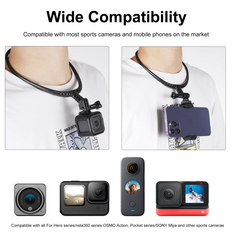 PULUZ Lazy Adjustable Neck Bracket for GoPro Action Cameras (Black) - Holder by PULUZ | Online Shopping UK | buy2fix