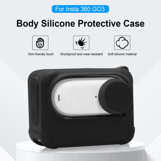 For Insta360 GO 3 PULUZ Camera Charging Case Silicone Case with Lens Cap & Strap (Black) by PULUZ
