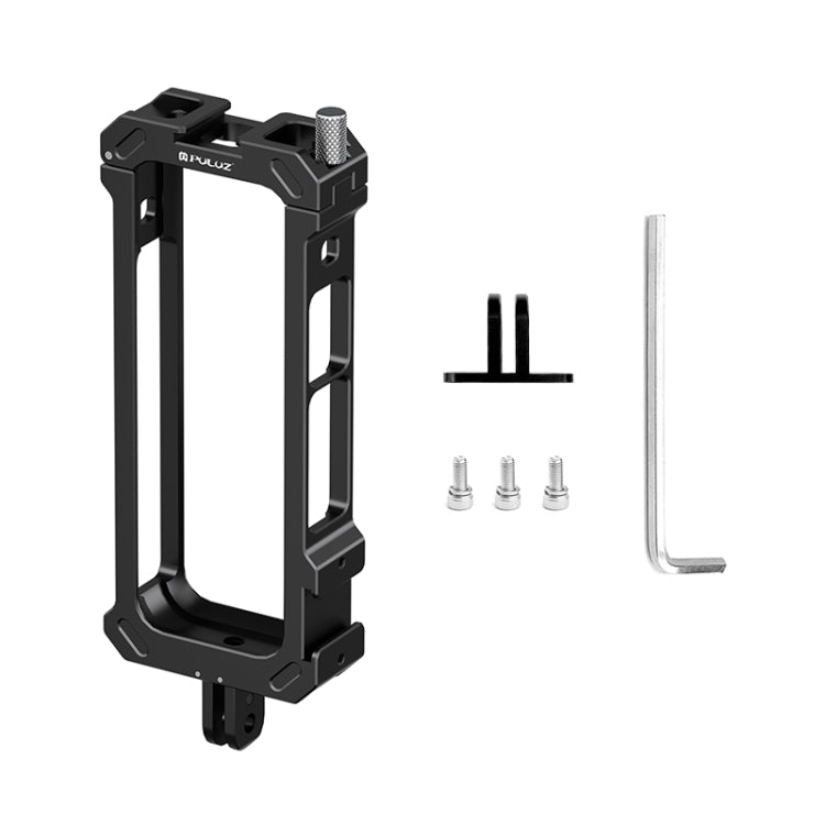 For Insta360 X4 PULUZ Metal Protective Cage Rig Housing Frame with Expand Cold Shoe Base & Tripod Adapter (Black) by PULUZ