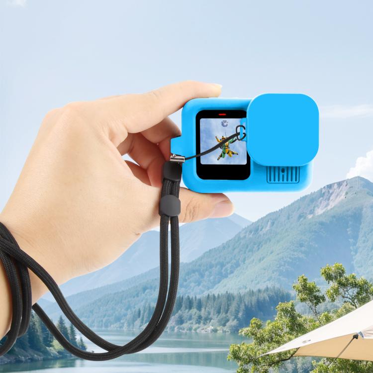 For GoPro HERO13 Black PULUZ Silicone Protective Case Cover with Wrist Strap & Lens Cover (Blue) - Silicone Cases by PULUZ | Online Shopping UK | buy2fix