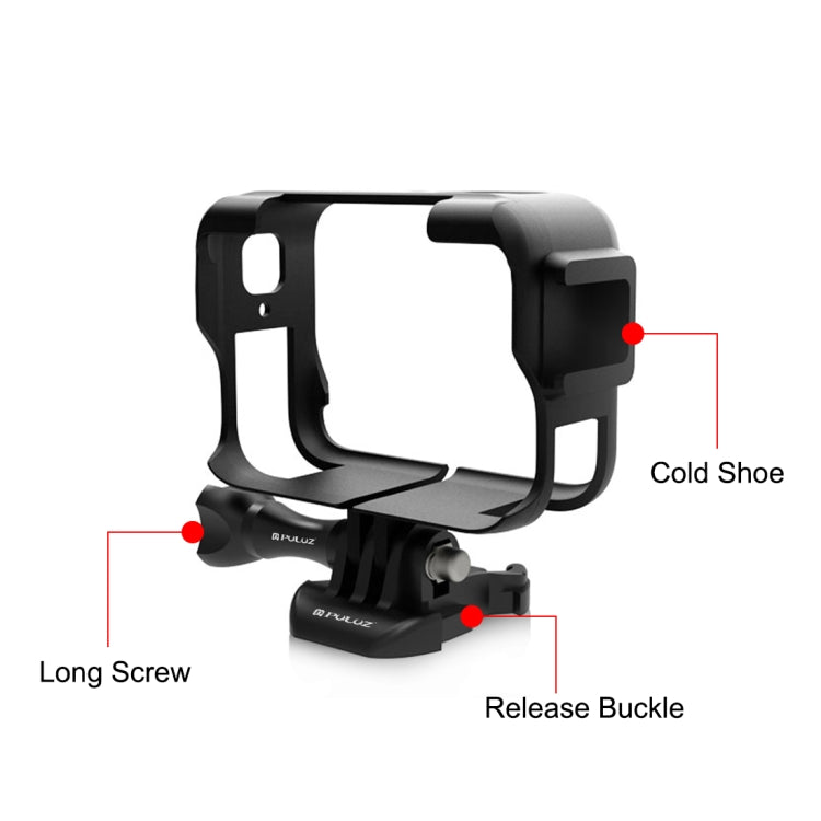 For Insta360 Ace Pro PULUZ Plastic Cage Expansion Adapter Frame with Cold Shoe Base (Black) - Mount & Holder by PULUZ | Online Shopping UK | buy2fix