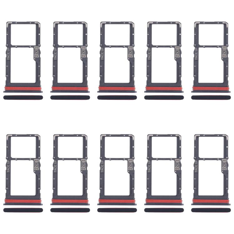 For Motorola Moto G53 XT2335-2 10pcs Original SIM + Micro SD Card Tray (Black) - Card Socket by buy2fix | Online Shopping UK | buy2fix