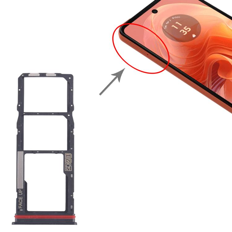 For Motorola Moto G04s 10pcs Original SIM Card Tray + SIM Card Tray + Micro SD Card Tray (Black) - Card Socket by buy2fix | Online Shopping UK | buy2fix