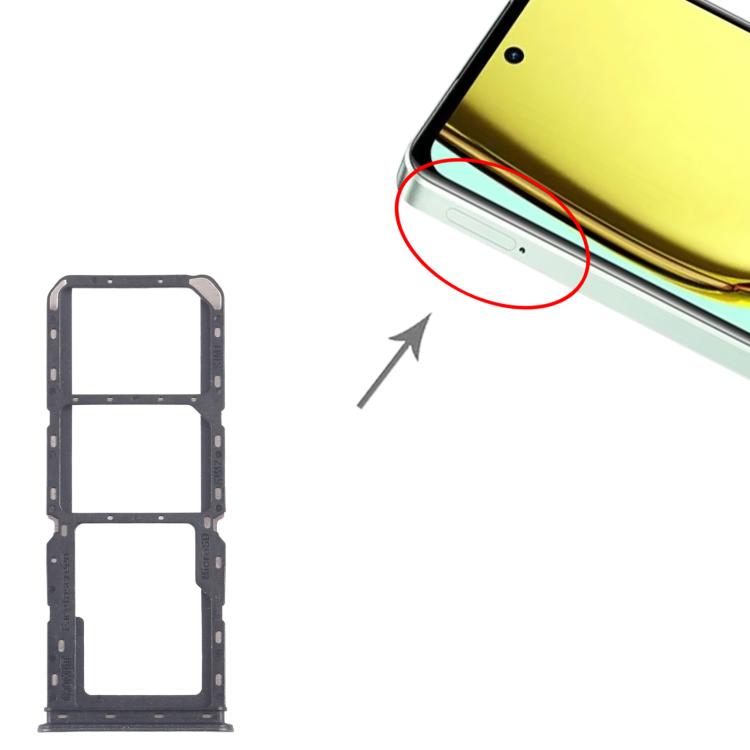 For Realme 12 Lite 4G 10pcs Original SIM Card Tray + SIM Card Tray + Micro SD Card Tray (Dark Green) - Card Tray by buy2fix | Online Shopping UK | buy2fix