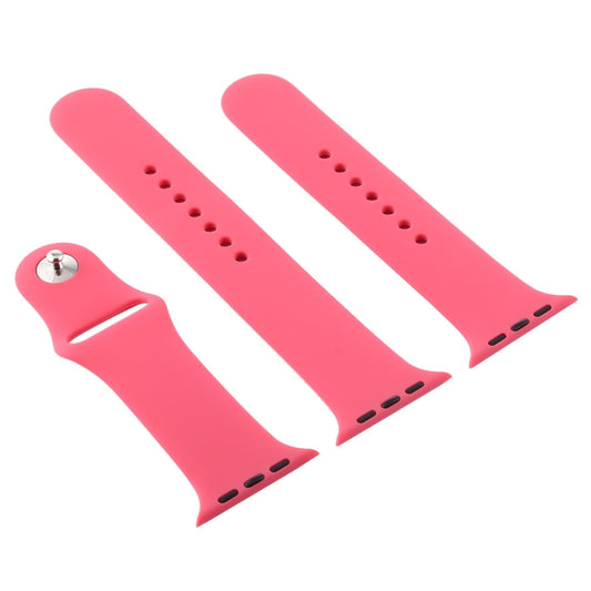 For Apple Watch Series 10 42mm / 9&8&7 41mm / SE 3&SE 2&6&SE&5&4 40mm / 3&2&1 38mm 3 in 1 Rubber Watch Band with Pin Buckle(Hibiscus Pink) - Watch Bands by buy2fix | Online Shopping UK | buy2fix
