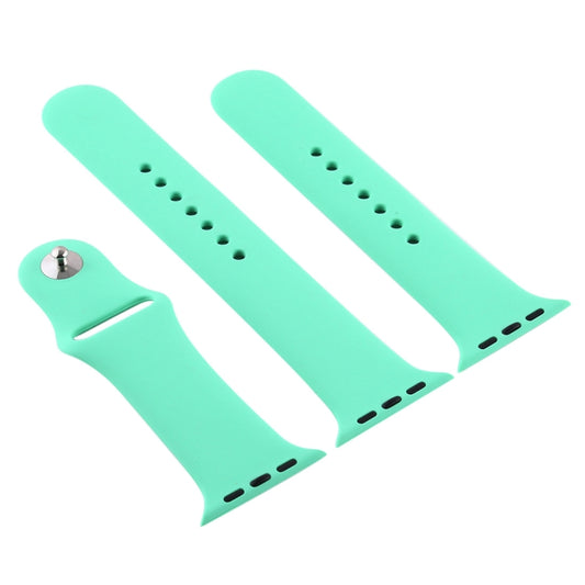 For Apple Watch Ultra 49mm & Watch Ultra 2 49mm / Series 9&8&7 45mm / SE 3&SE 2&6&SE&5&4 44mm / 3&2&1 42mm 3 in 1 Rubber Watch Band with Pin Buckle(Leave Fragrant Green) by buy2fix