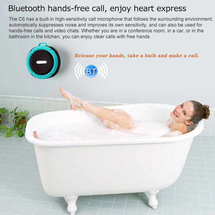 C6 Outdoor Waterproof Bluetooth Speaker with Suction, Support Hands-free Calling(Green) - Waterproof Speaker by buy2fix | Online Shopping UK | buy2fix