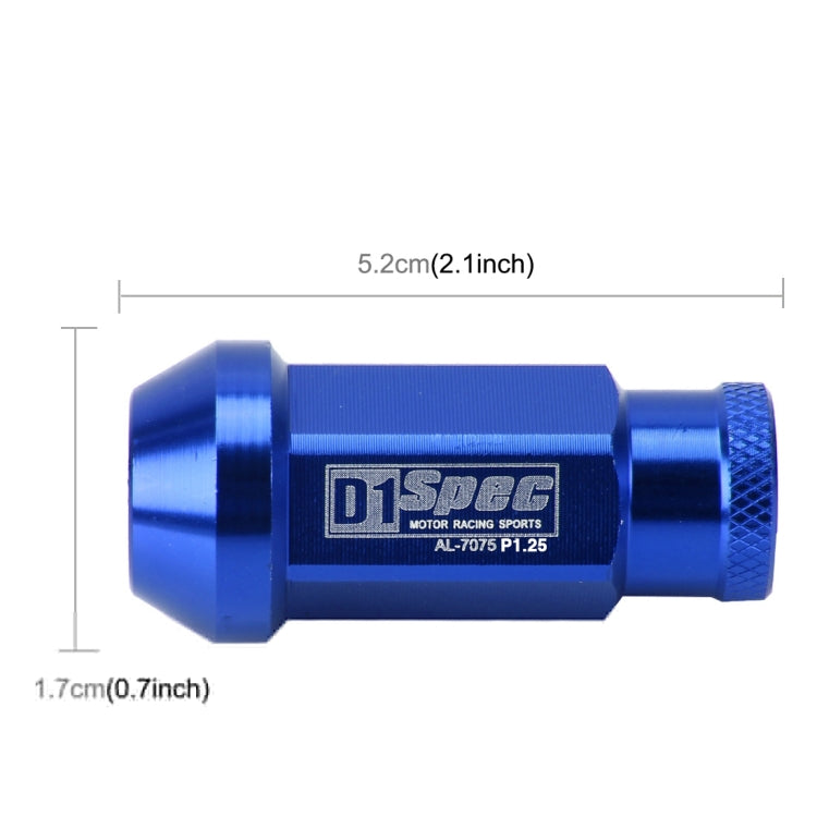 D1 Spec P1.5 M12x1.25 Racing Wheel Nut, Length: 50mm(Blue) - Nuts & Bolts by buy2fix | Online Shopping UK | buy2fix