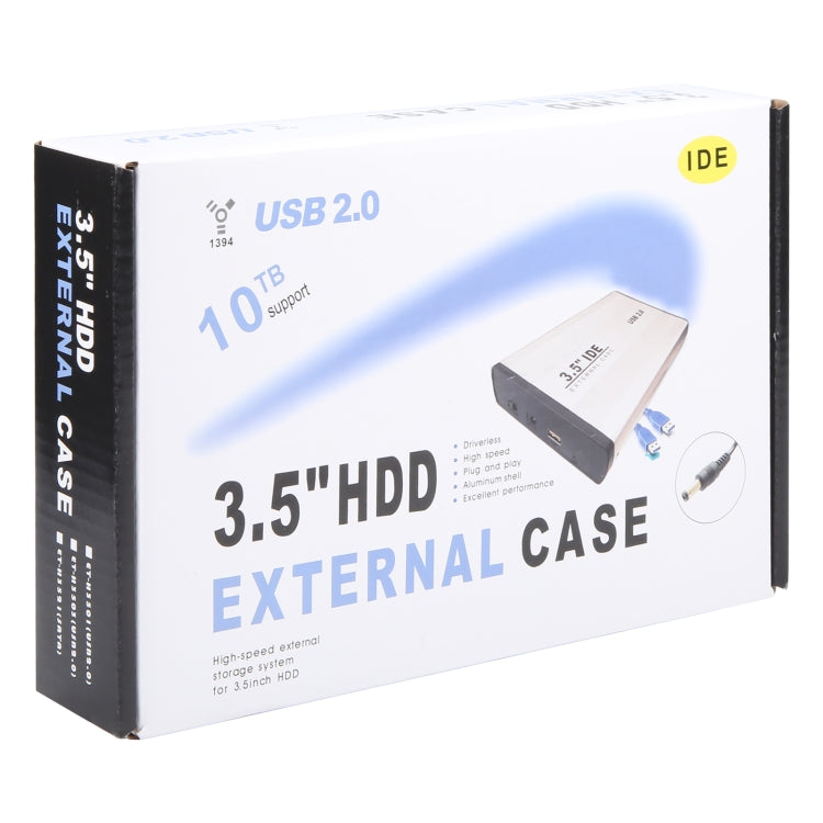 3.5 inch HDD External Case, Support IDE Hard Drive, EU Plug (Silver) - HDD Enclosure by buy2fix | Online Shopping UK | buy2fix
