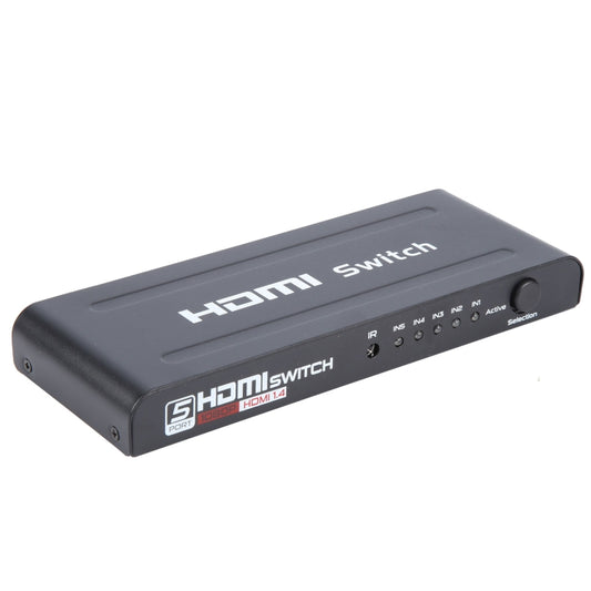 Full HD 1080P 5 Ports HDMI Switch with Remote Control & LED Indicator(Black) by buy2fix