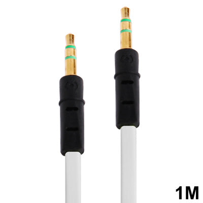 Noodle Style 3.5mm Jack Earphone Cable for iPhone 5 / iPhone 4 & 4S / 3GS / 3G / iPad 4 / iPad mini / mini 2 Retina / New iPad / iPad 2 / iTouch / MP3, Length: 1m(White) by buy2fix