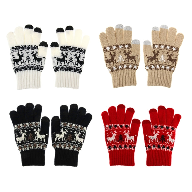 Woven Double Deer Pattern Three Finger Touch Screen Touch Gloves, For iPhone, Galaxy, Huawei, Xiaomi, HTC, Sony, LG and other Touch Screen Devices(White) - Touch Gloves by buy2fix | Online Shopping UK | buy2fix