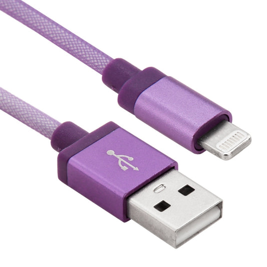 Net Style Metal Head 8 Pin to USB Data / Charger Cable, Cable Length: 1m(Purple) by buy2fix
