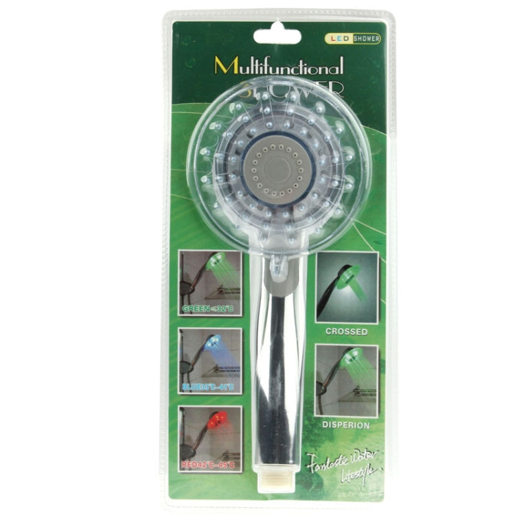 Temperature Detectable 3-Color (Green / Blue / Red) LED Shower Head, No Battery by buy2fix