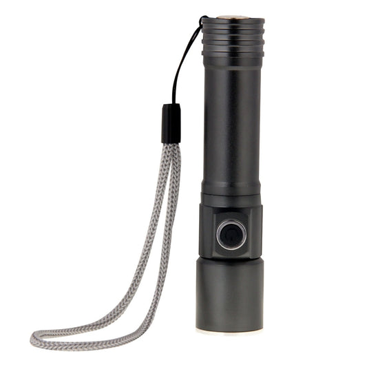 White Light Dimmable Rechargeable Flashlight , 3-Modes with Magnetic & Lanyard(Black) by buy2fix