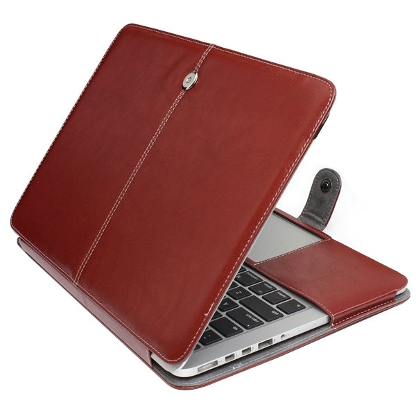 Notebook Leather Case with Snap Fastener for 13.3 inch MacBook Pro Retina(Brown) - MacBook Pro Cases by buy2fix | Online Shopping UK | buy2fix