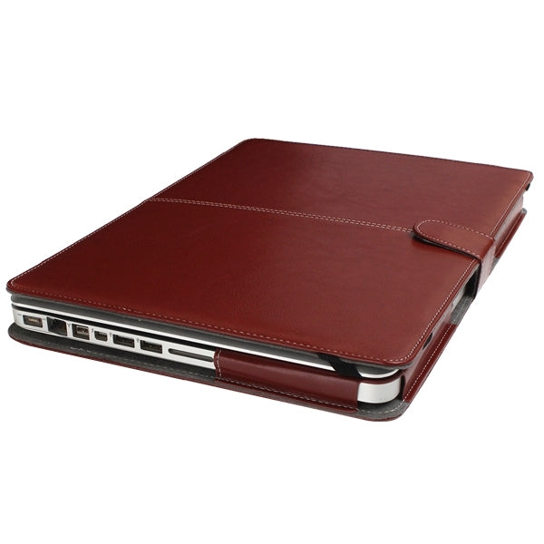 Notebook Leather Case with Snap Fastener for 15.4 inch MacBook Pro(Brown) - MacBook Pro Cases by buy2fix | Online Shopping UK | buy2fix