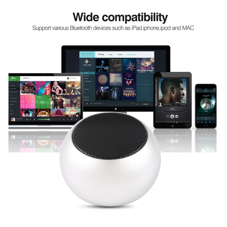 Mini Metal Wireless Bluetooth Speaker, Hands-free, LED Indicator(Silver) - Desktop Speaker by buy2fix | Online Shopping UK | buy2fix