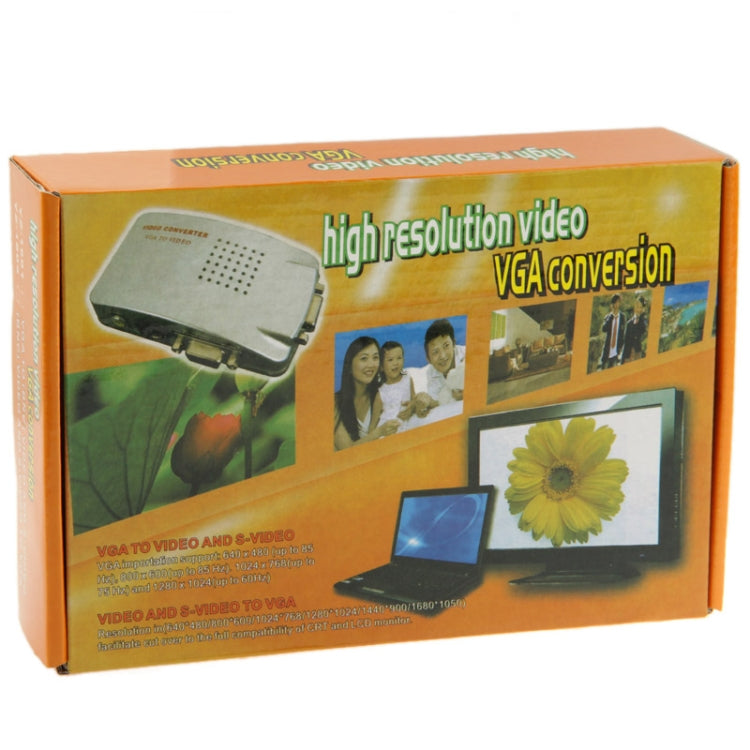 High Resolution VGA Video Conversion VGA to Video S-Video / PC to TV (VGA to AV ) Converter Box by buy2fix