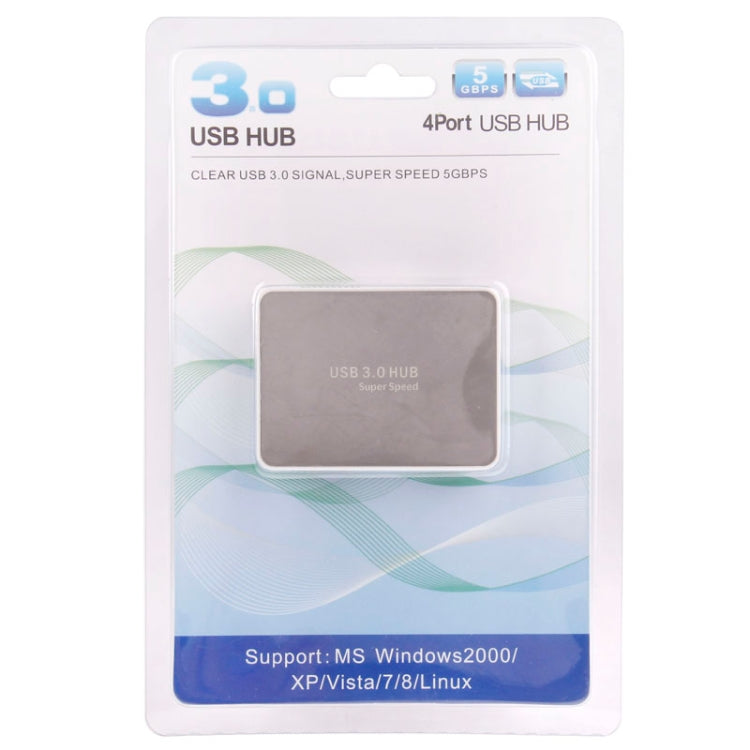 CR-H302 Mirror Surface 4 Ports USB 3.0 Super Speed 5Gbps HUB + 60cm USB 3.0 Transmission Cable(White) by buy2fix