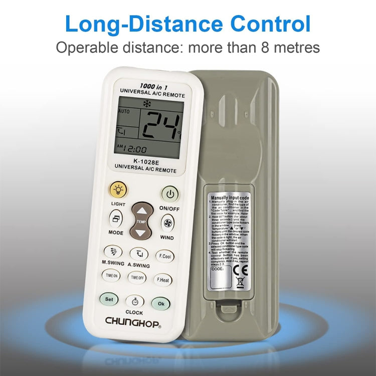Chunghop K-1028E 1000 in 1 Universal A/C Remote Controller with Flashlight(White) by CHUNGHOP