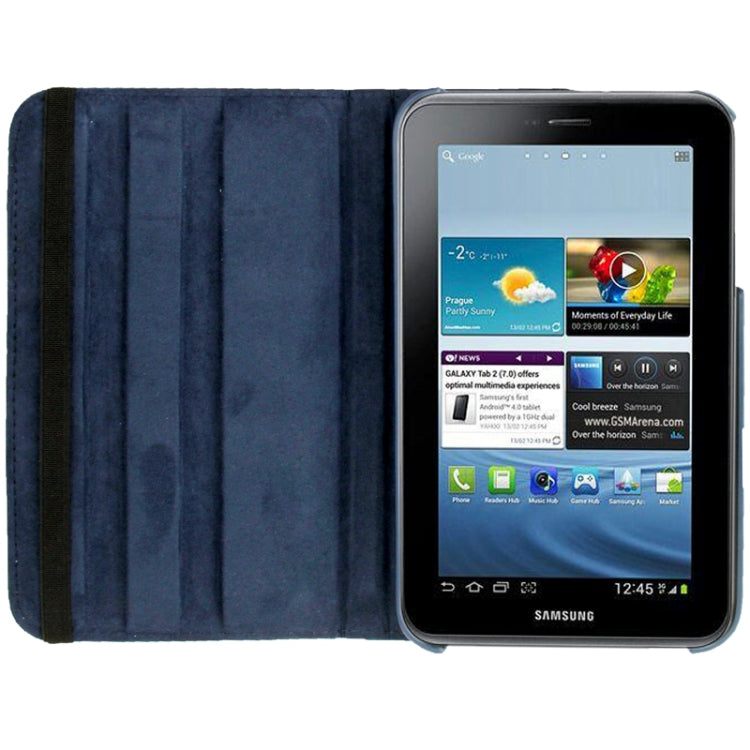 360 Degree Rotation Litchi Texture Leather Case with Holder for Galaxy Tab 3 (8.0) / T3110 / T3100 / T315(Dark Blue) - Other Galaxy Tab PC by buy2fix | Online Shopping UK | buy2fix