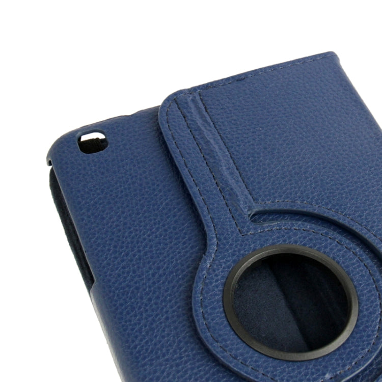 360 Degree Rotation Litchi Texture Leather Case with Holder for Galaxy Tab 3 (8.0) / T3110 / T3100 / T315(Dark Blue) - Other Galaxy Tab PC by buy2fix | Online Shopping UK | buy2fix