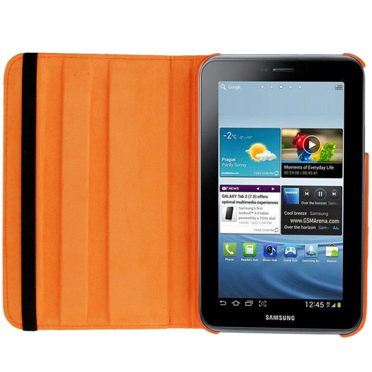360 Degree Rotation Litchi Texture Leather Case with Holder for Galaxy Tab 3 (8.0) / T3110 / T3100 / T315(Orange) - Other Galaxy Tab PC by buy2fix | Online Shopping UK | buy2fix