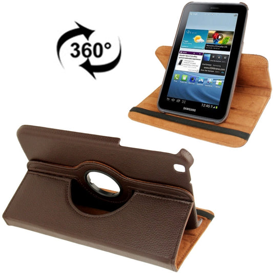 360 Degree Rotation Litchi Texture Leather Case with Holder for Galaxy Tab 3 (8.0) / T3110 / T3100 / T315(Brown) by buy2fix