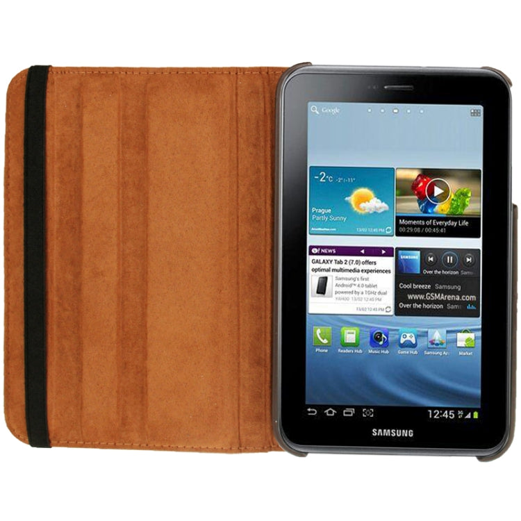 360 Degree Rotation Litchi Texture Leather Case with Holder for Galaxy Tab 3 (8.0) / T3110 / T3100 / T315(Brown) - Other Galaxy Tab PC by buy2fix | Online Shopping UK | buy2fix