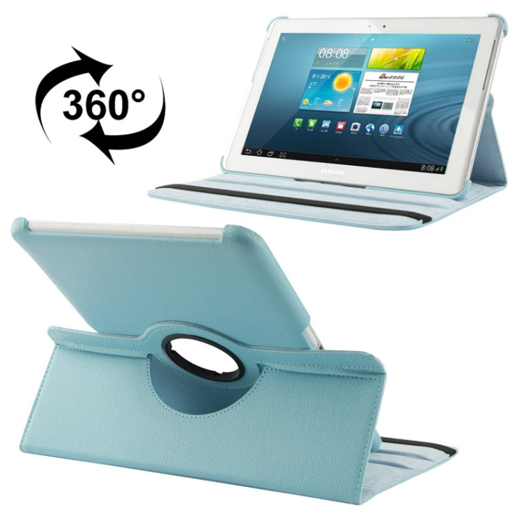360 Degree Rotatable Litchi Texture Leather Case with Holder for Galaxy Tab 2 (10.1) / P5100(Blue) - Other Galaxy Tab PC by buy2fix | Online Shopping UK | buy2fix