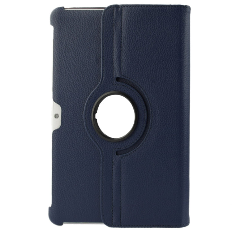 360 Degree Rotatable Litchi Texture Leather Case with Holder for Galaxy Tab 2 (10.1) / P5100(Dark Blue) - Other Galaxy Tab PC by buy2fix | Online Shopping UK | buy2fix