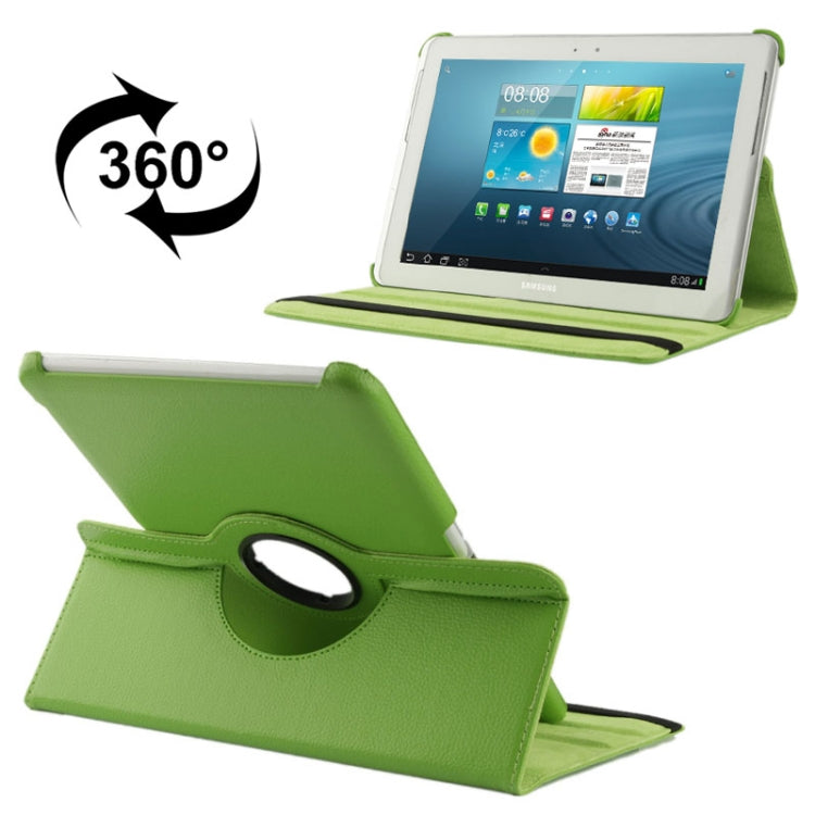 360 Degree Rotatable Litchi Texture Leather Case with Holder for Galaxy Tab 2 (10.1) / P5100(Green) - Other Galaxy Tab PC by buy2fix | Online Shopping UK | buy2fix