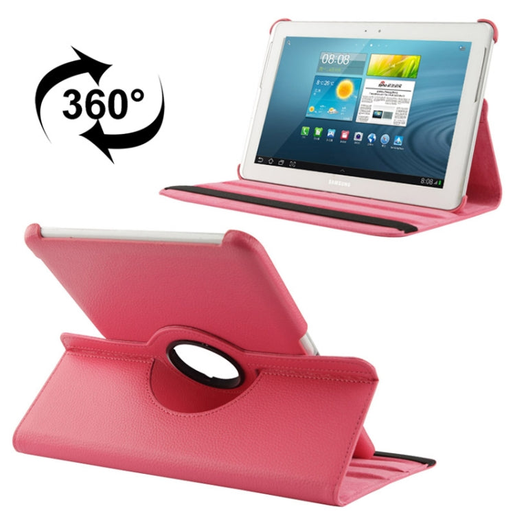 360 Degree Rotatable Litchi Texture Leather Case with Holder for Galaxy Tab 2 (10.1) / P5100(Magenta) - Other Galaxy Tab PC by buy2fix | Online Shopping UK | buy2fix