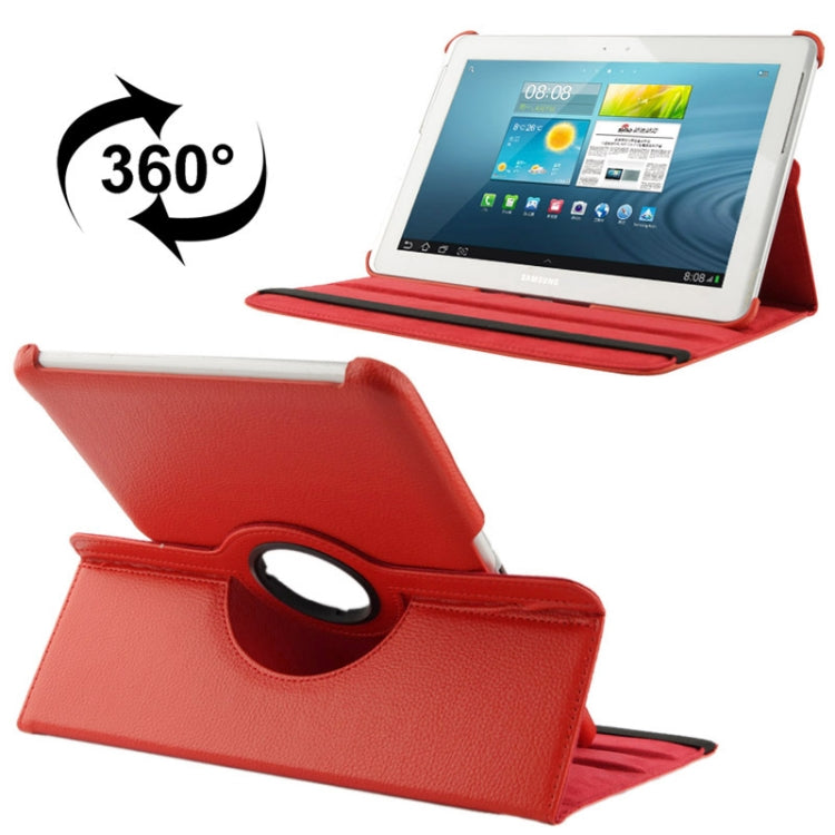 360 Degree Rotatable Litchi Texture Leather Case with Holder for Galaxy Tab 2 (10.1) / P5100(Red) - Other Galaxy Tab PC by buy2fix | Online Shopping UK | buy2fix