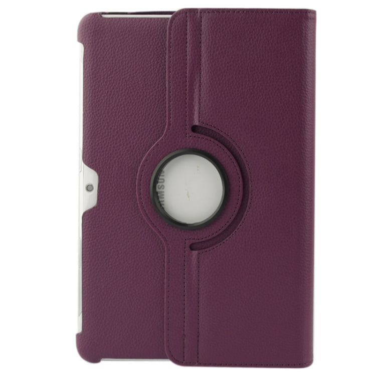 360 Degree Rotatable Litchi Texture Leather Case with Holder for Galaxy Tab 2 (10.1) / P5100(Purple) - Other Galaxy Tab PC by buy2fix | Online Shopping UK | buy2fix