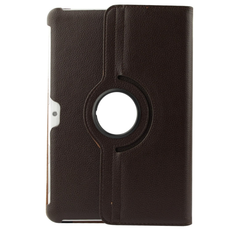 360 Degree Rotatable Litchi Texture Leather Case with Holder for Galaxy Tab 2 (10.1) / P5100(Brown) - Other Galaxy Tab PC by buy2fix | Online Shopping UK | buy2fix