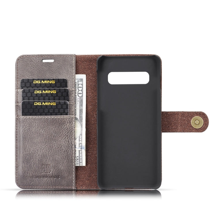 DG.MING Crazy Horse Texture Flip Detachable Magnetic Leather Case for Samsung Galaxy S10 Plus, with Holder & Card Slots & Wallet(Grey) by DG.MING