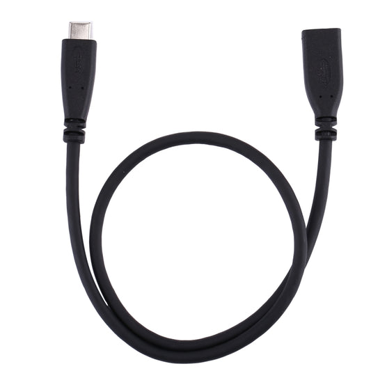 50cm USB-C / Type-C 3.1 Male to USB-C / Type-C Female Connector Adapter Cable(Black) by buy2fix
